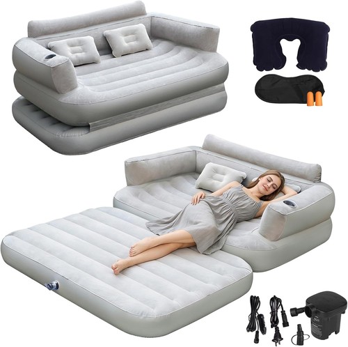 Inflatable sofa bed air - bed, w/
